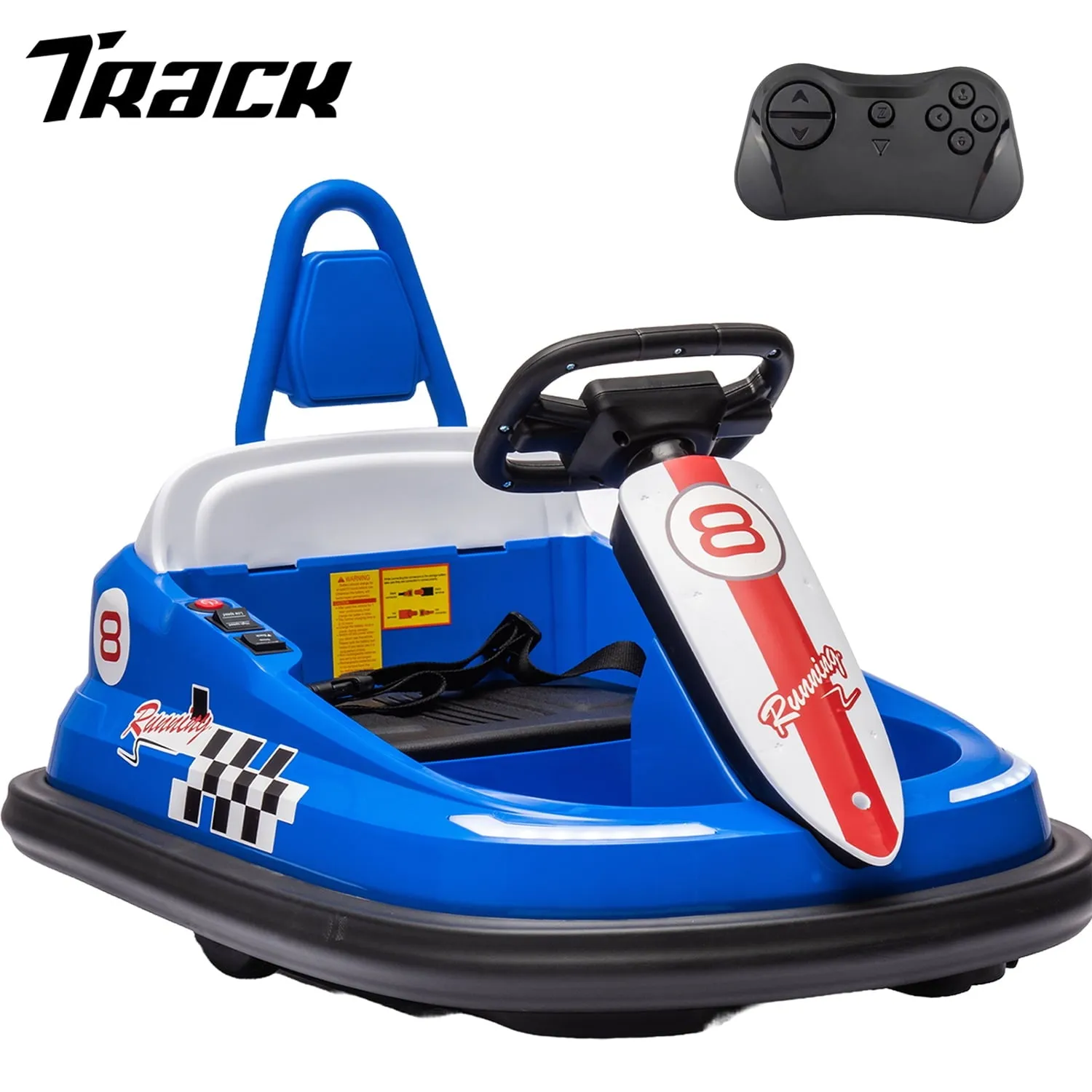Track 7 6V Kids Ride On Bumper Car, Electric Toddles Ride On Car with Remote Control, 2 Driving Modes for Kids with Three Speed Adjustable, LED Lights, Horn, Bluetooth, Yellow