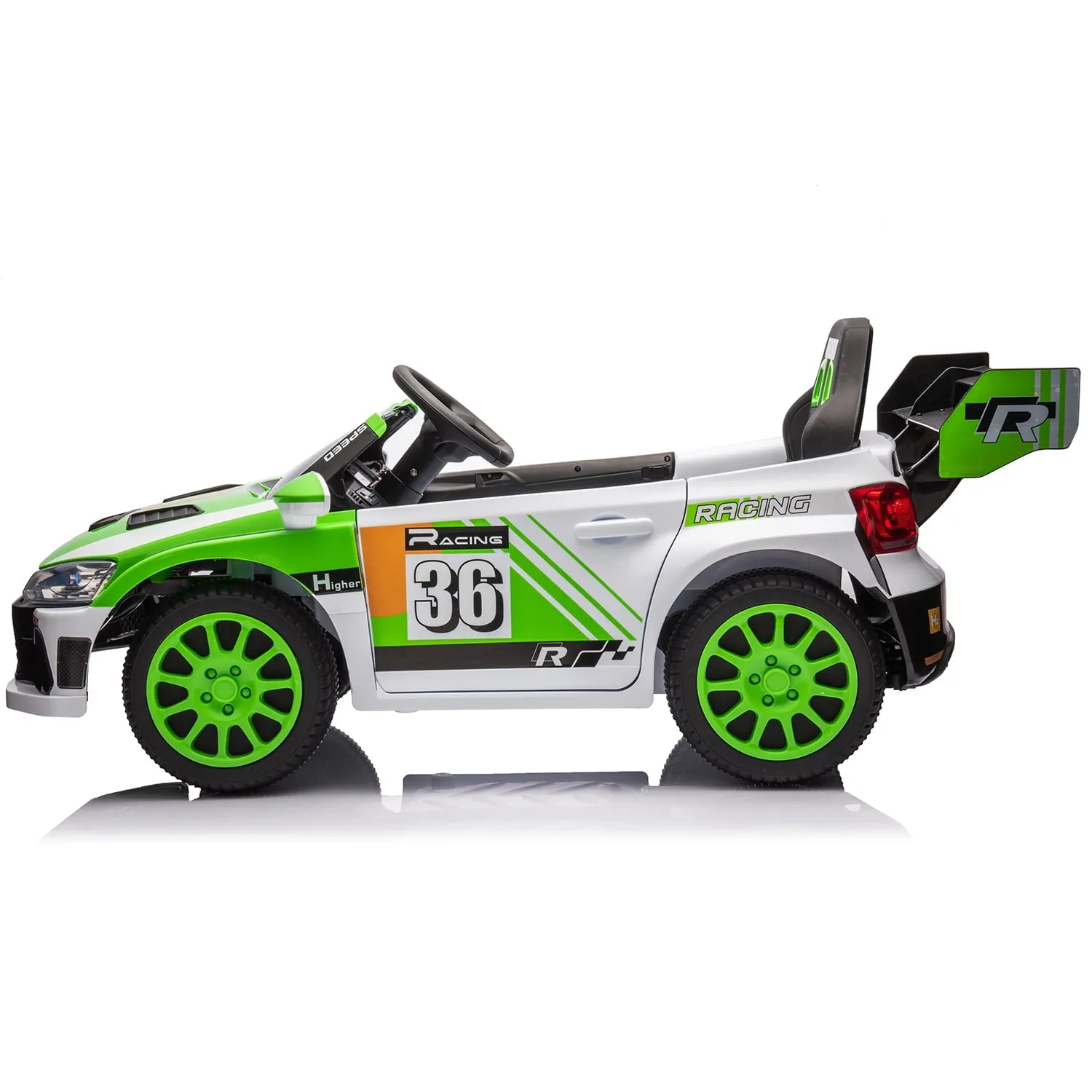 Track 7 Kids Ride on Car, 12V Electric Sports Car with Remote Control, Bluetooth, Front Light, Electric Buggies for Boys Girls Age 3 , Green