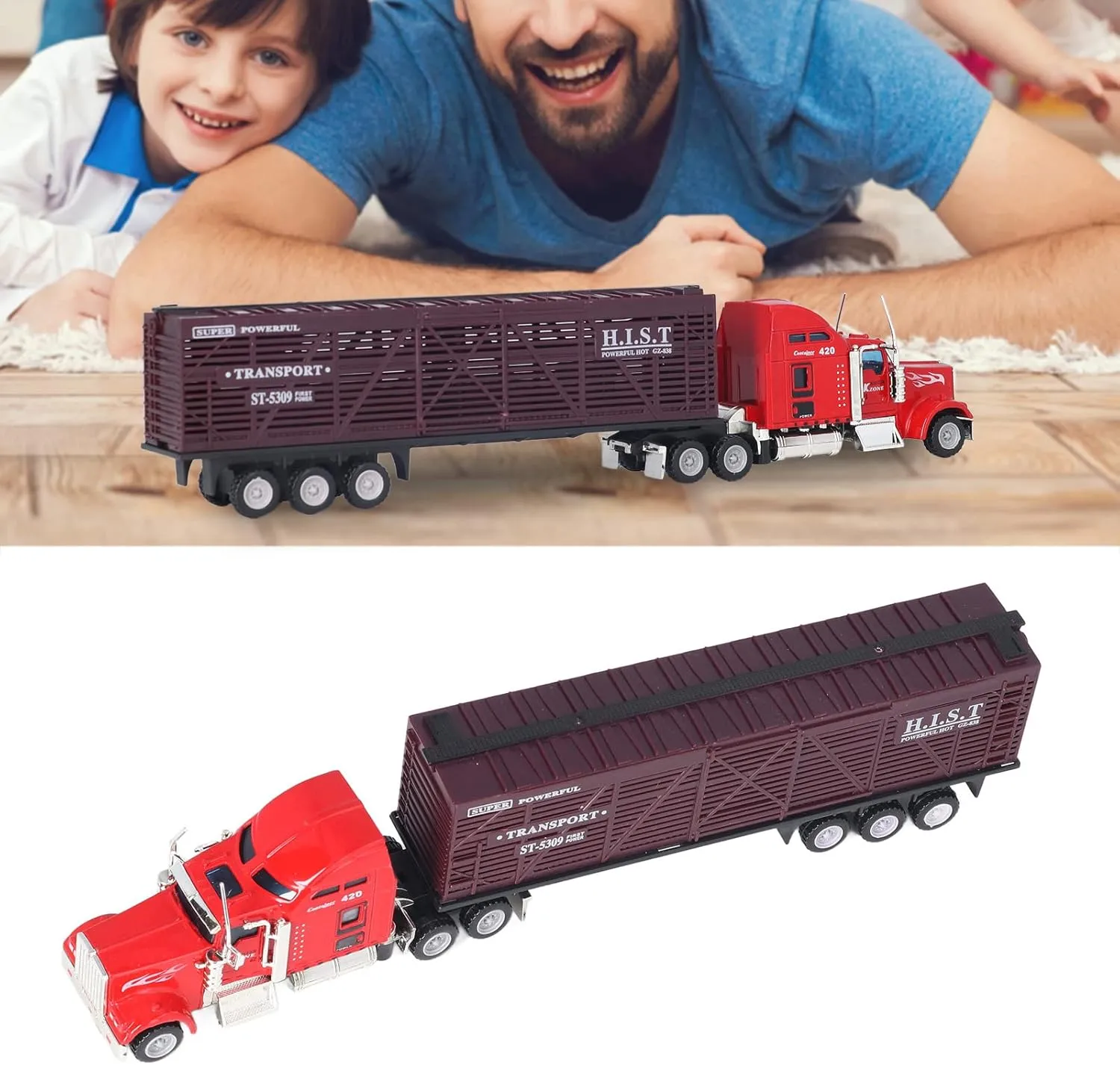 Transport Truck Model, 1:65 Pull Back Trucks Model Toy for Kids Children Christmas Gift (Type 2)