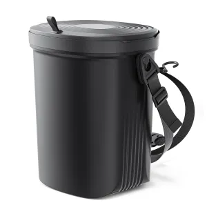 Trash Can for Car Garbage: Leakproof Silicone Car Waste Bin w/Lid for Drivers and Passengers; 1.9 Gallon Garbage Container for Vehicle, Sedan, SUV, Van, MPV & Truck (Black)