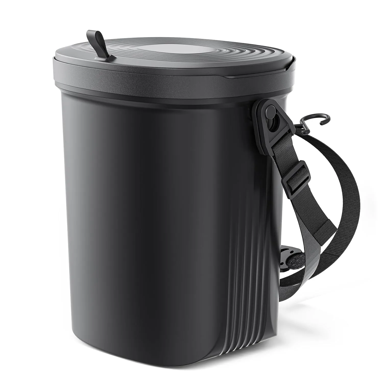 Trash Can for Car Garbage: Leakproof Silicone Car Waste Bin w/Lid for Drivers and Passengers; 1.9 Gallon Garbage Container for Vehicle, Sedan, SUV, Van, MPV & Truck (Black)