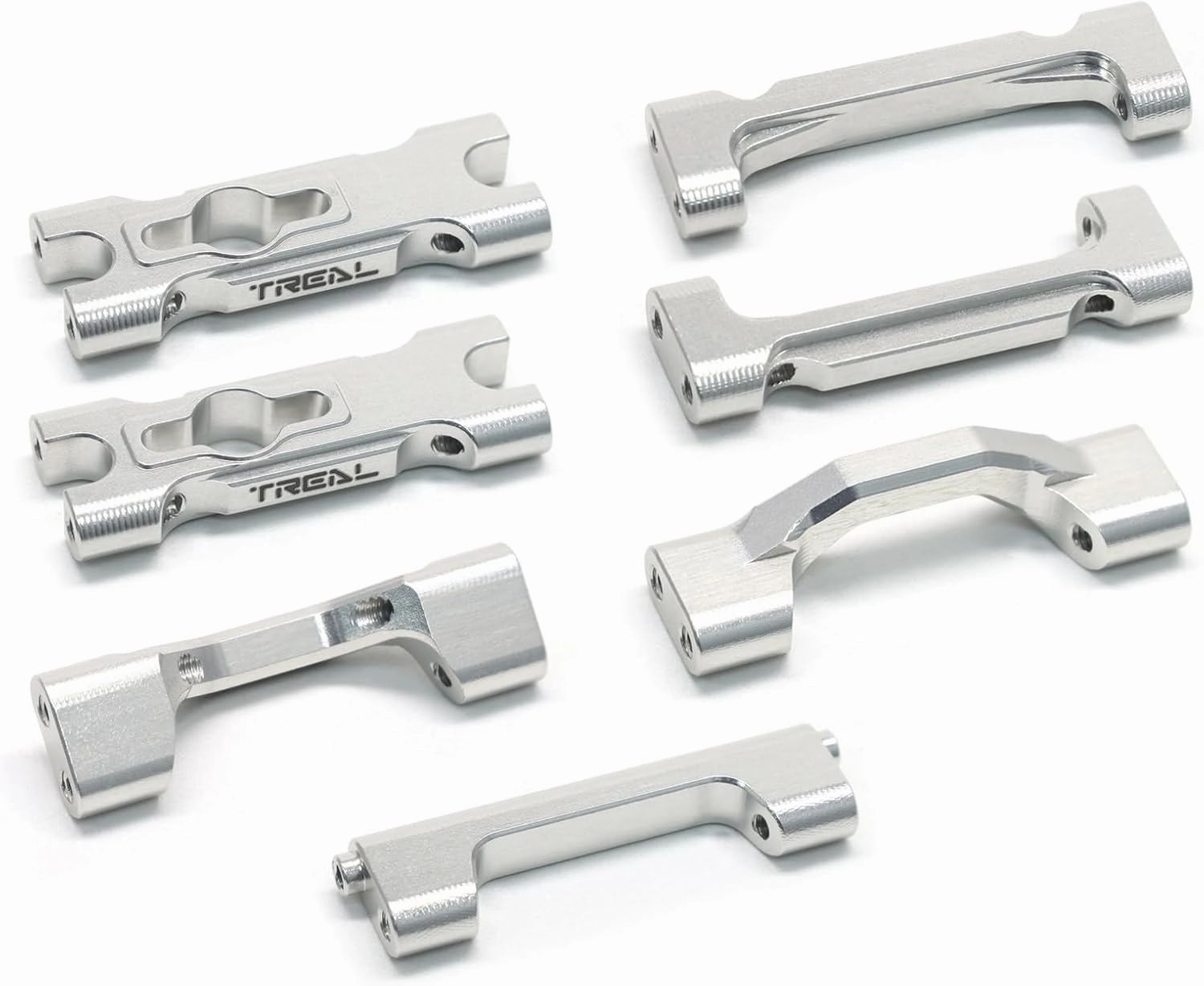 TREAL Aluminum 7075 Chassis Cross Brace Set (7pcs) for 1/18 Mini LMT Monster Truck(Silver)