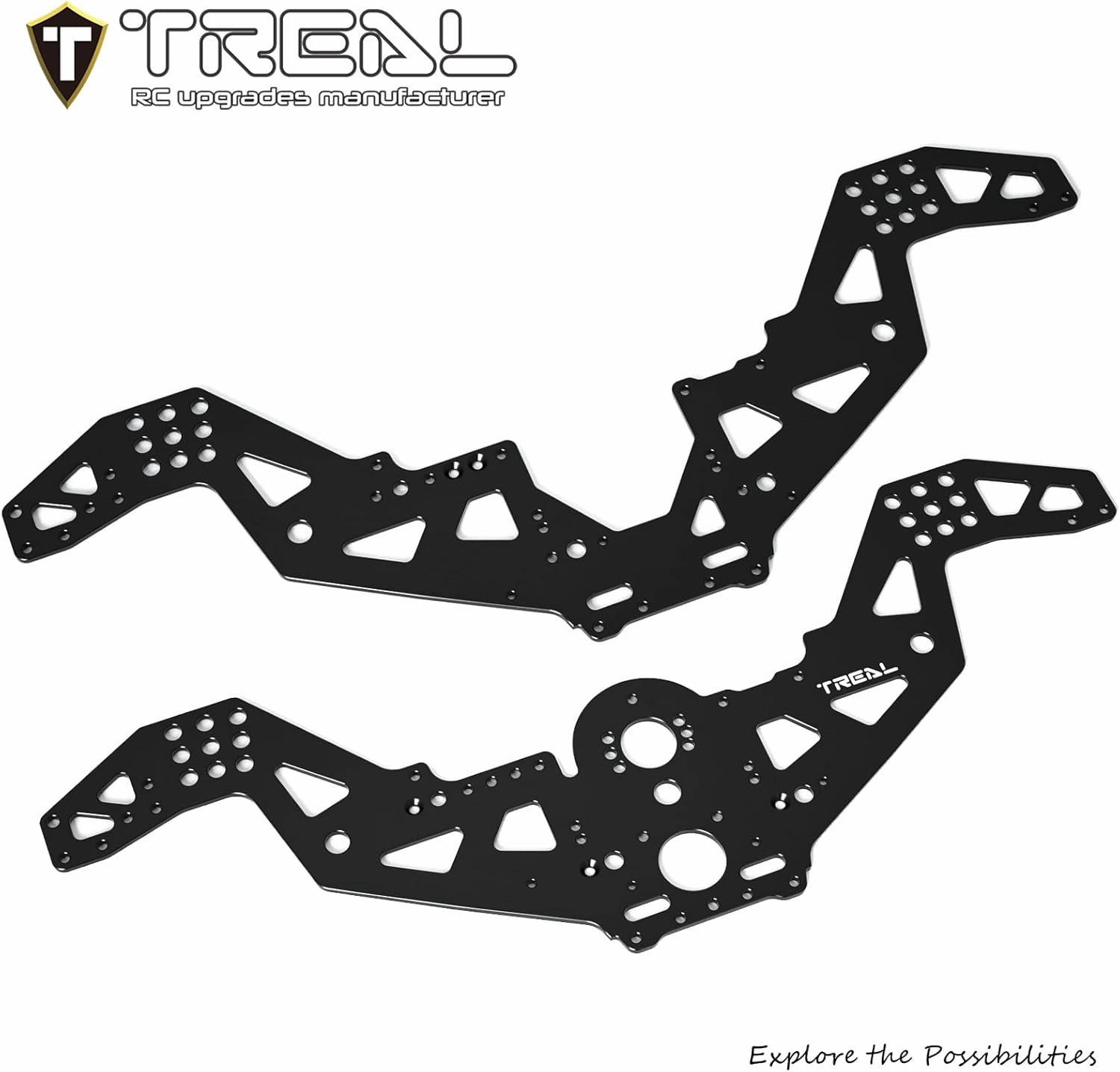 TREAL Aluminum 7075 Chassis Plate Set Side Frames Mount Upgrades for Losi 1/18 Mini LMT(Black)
