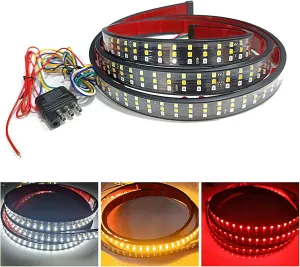 Truck Tailgate Light Bar 59", Triple Row LED Tail Light Strip with Brake Reverse Turning Signals Strobe Lights, IP67 Waterproof Rear Light Bar for Pickup Trailer SUV RV Van
