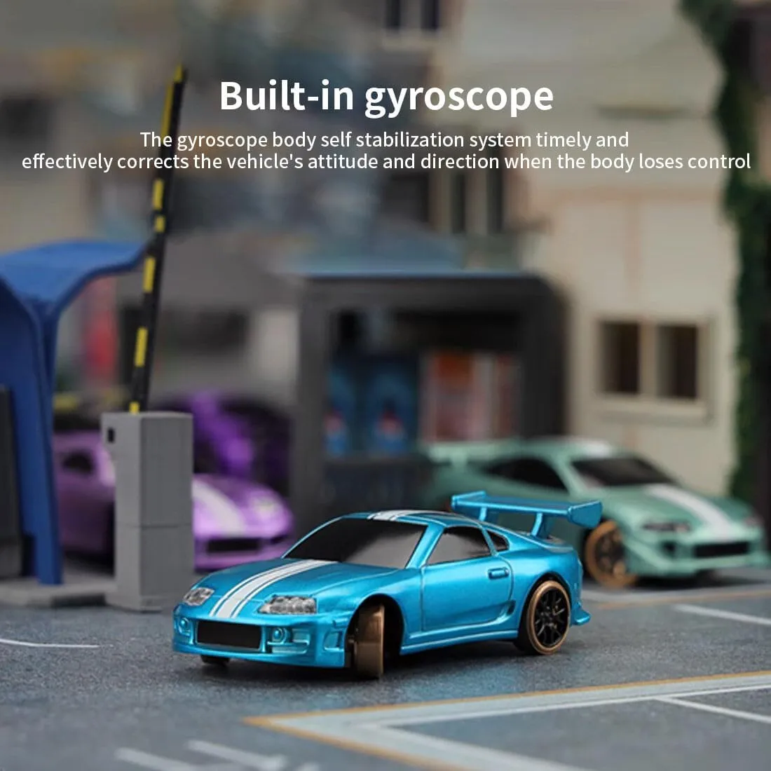 Turbo Racing RC Drift Car, C63 1/76 2.4G RC 3CH Electric RWD Drift Racing Car Model with Lights, Mini Desktop RC Car Model, Creative Rc Drift Cars for Adults (RTR/Blue)