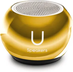 U Mini Speaker | Stylish Portable Wireless Bluetooth 5.0 with Built-in Mic & Remote Shutter | Perfect Mini Speaker for Home, Parties, Activities! Small Device, Rich Sound | Mirror Gold