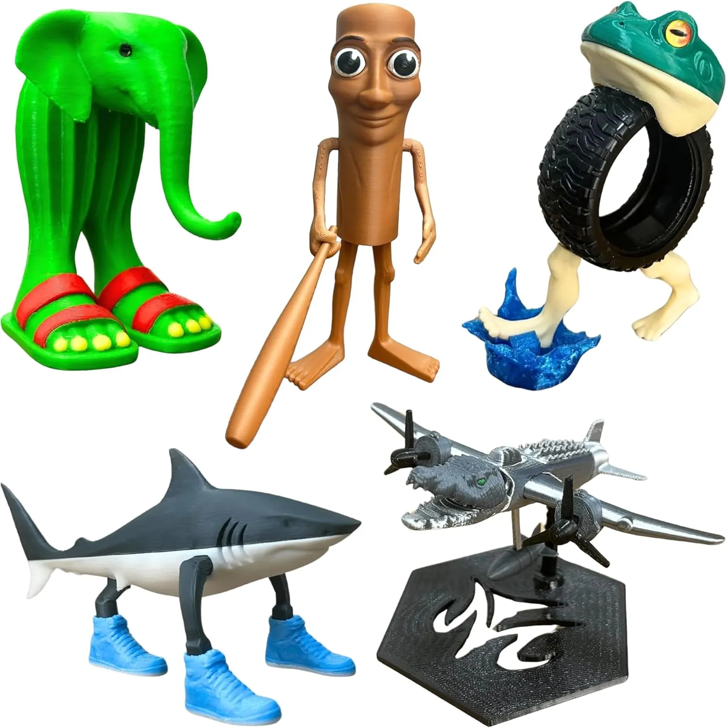 ULTHOOL Tralalero Tralala Action Figure Set, Italian Brainrot Shark Meme Figures Toys, Tung Tung Tung Sahur Animals Dolls, Creative 3D Collectible Toy Gifts for Fans