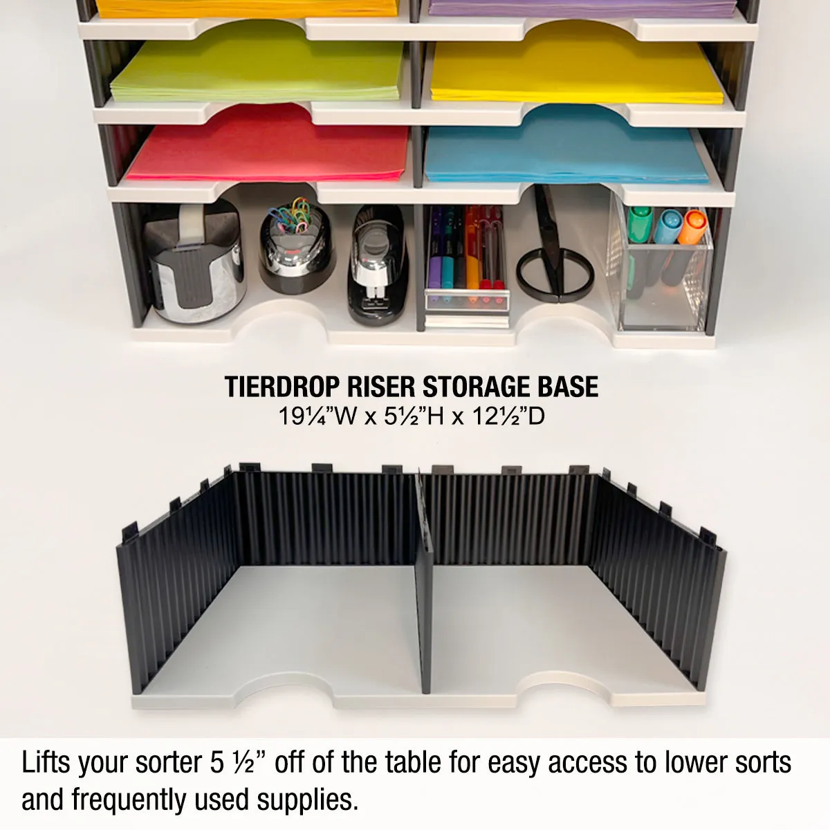 Ultimate Office TierDrop™ PLUS 24-Slot with Riser Storage Base, 19"w Literature, Forms, Mail and Classroom Sorter