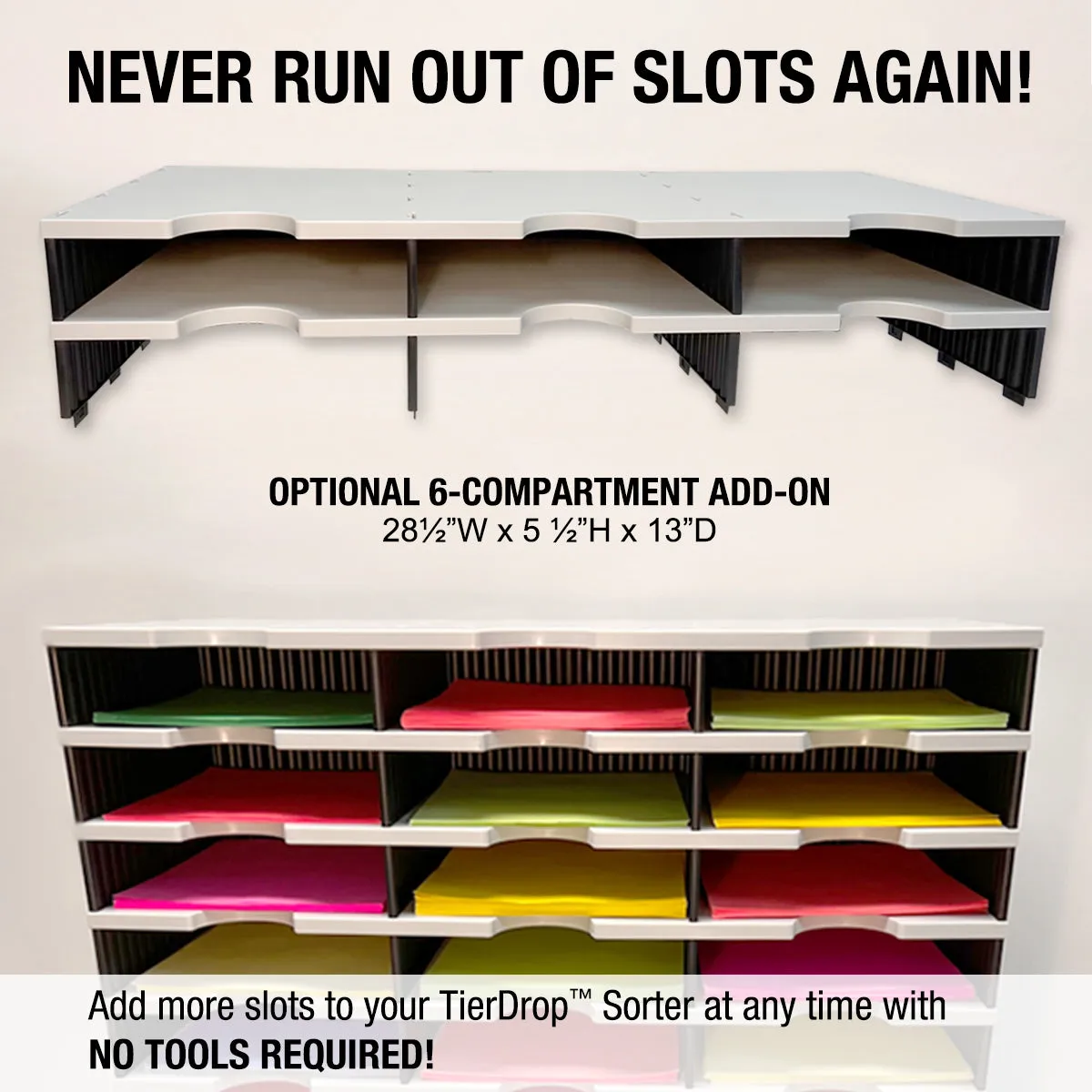 Ultimate Office TierDrop™ PLUS 30-Slot with Riser Storage Base, 28 ½"w Literature, Forms, Mail and Classroom Sorter