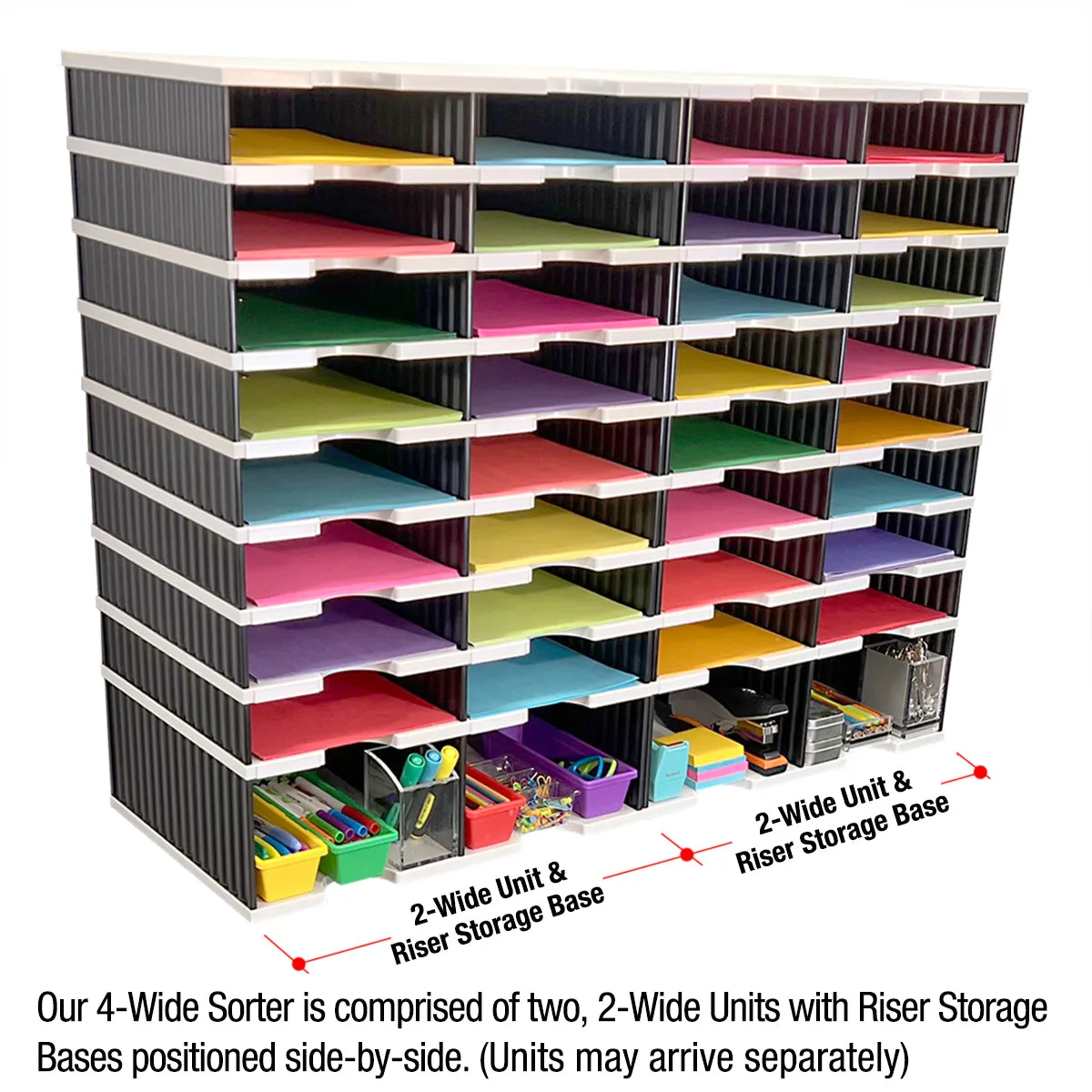 Ultimate Office TierDrop™ PLUS 32-Slot with Riser Storage Base, 38"w Literature, Forms, Mail and Classroom Sorter