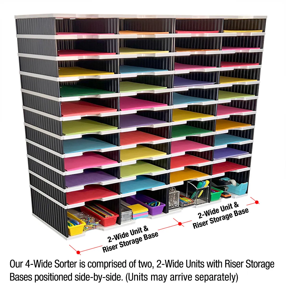 Ultimate Office TierDrop™ PLUS 40-Slot with Riser Storage Base, 38"w Literature, Forms, Mail and Classroom Sorter