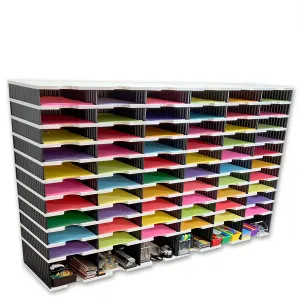Ultimate Office TierDrop™ PLUS 60-Slot with Riser Storage Base, 57"w Literature, Forms, Mail and Classroom Sorter