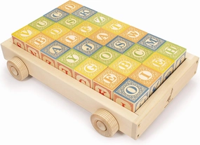 Uncle Goose Classic ABC Blocks with Wagon - Made in The USA