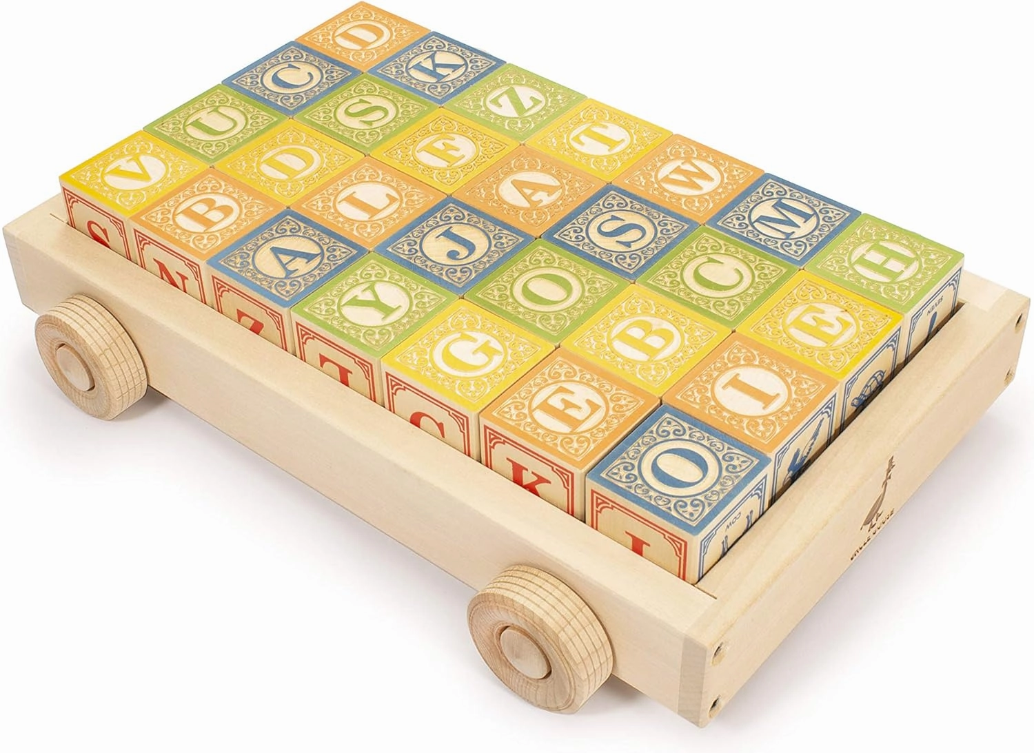 Uncle Goose Classic ABC Blocks with Wagon - Made in The USA