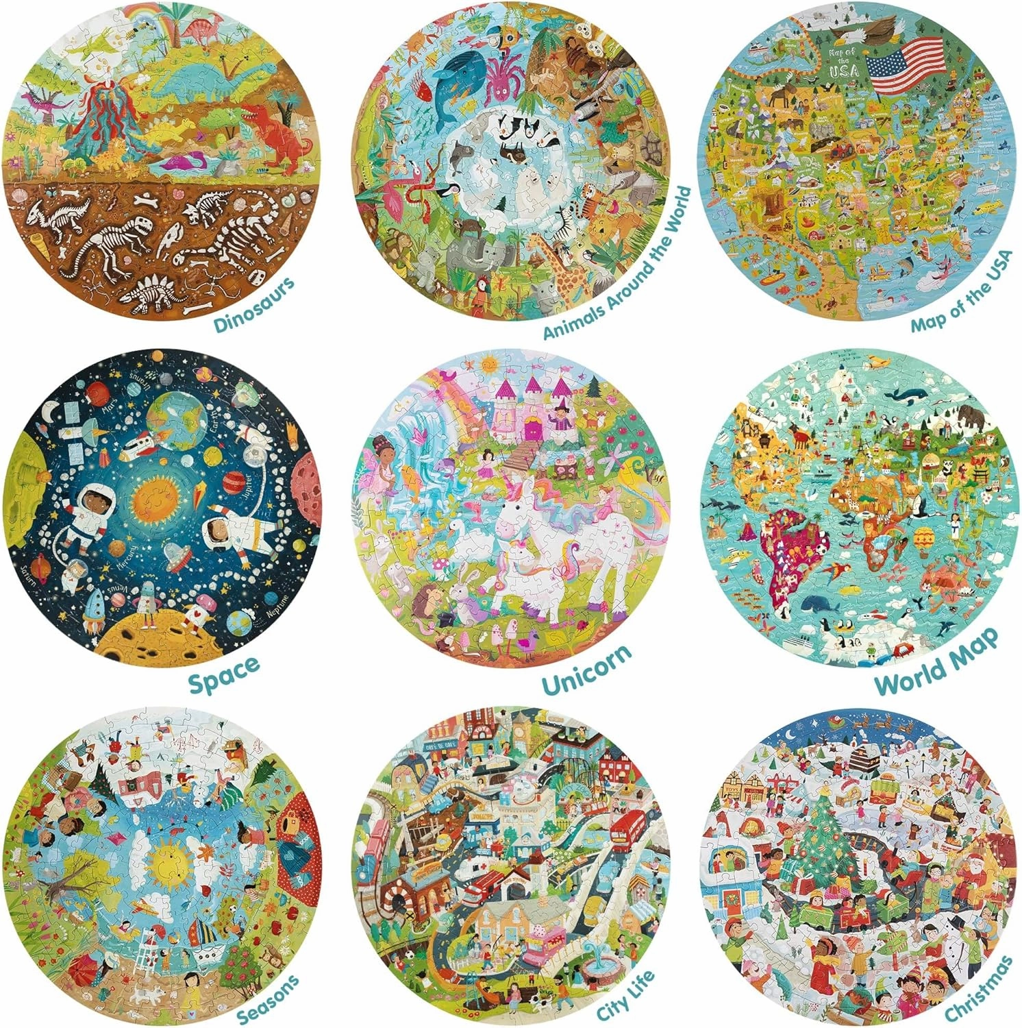 Unicorn Jigsaw Puzzle for Kids Ages 5-8 - 150 Piece Round Unicorn Kids Puzzles - Princess Puzzle with Fairies and Animals Made with 100% Recycled Card by boppi