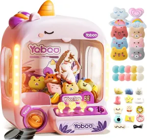 Unicorns Claw Machine for Kids Girls, Mini Arcade Candy Vending Machine, Coin/Countdown/Interactive Cheer, Fidget Prizes Refill, Egg Grabber Machine Dispenser, Party Toys Gifts for Girls Boys