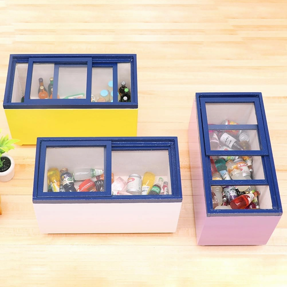 Unisex 1:12 Scale Indoor Wooden Vintage Miniature Dollhouse Freezer