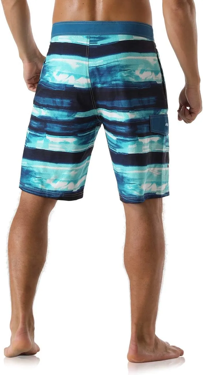 unitop Men's Bathing Board Trunks Beach Shorts Holiday Hawaiian Colorful Striped