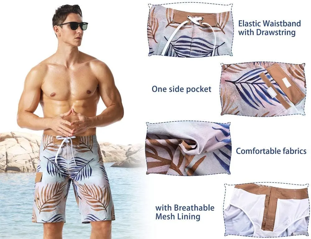unitop Men's Bathing Board Trunks Beach Shorts Holiday Hawaiian Colorful Striped