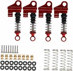 Upgrade Your 1/24 RC Car with Metal Shock Absorber Damper: & Adjustable, Enhance Off-Road Stability | Fits Axial SCX24 90081 | 4 Pieces Set - Red