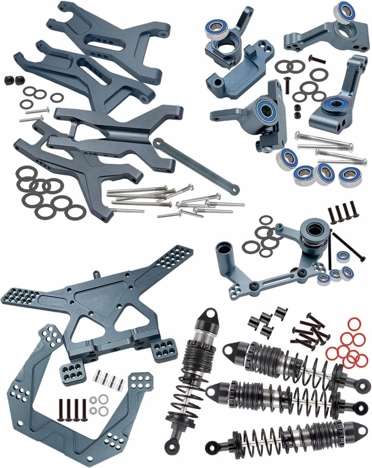 Upgrades Part for 1/10 Slash 2WD/Slash 2WD VXL,Alloy Big Bore RC Shocks Absorber,Suspension Arm,Caster Block,Steering Blocks,Rear Stub Axle Carriers,Steering Bellcranks,Shocks Tower,Titanium