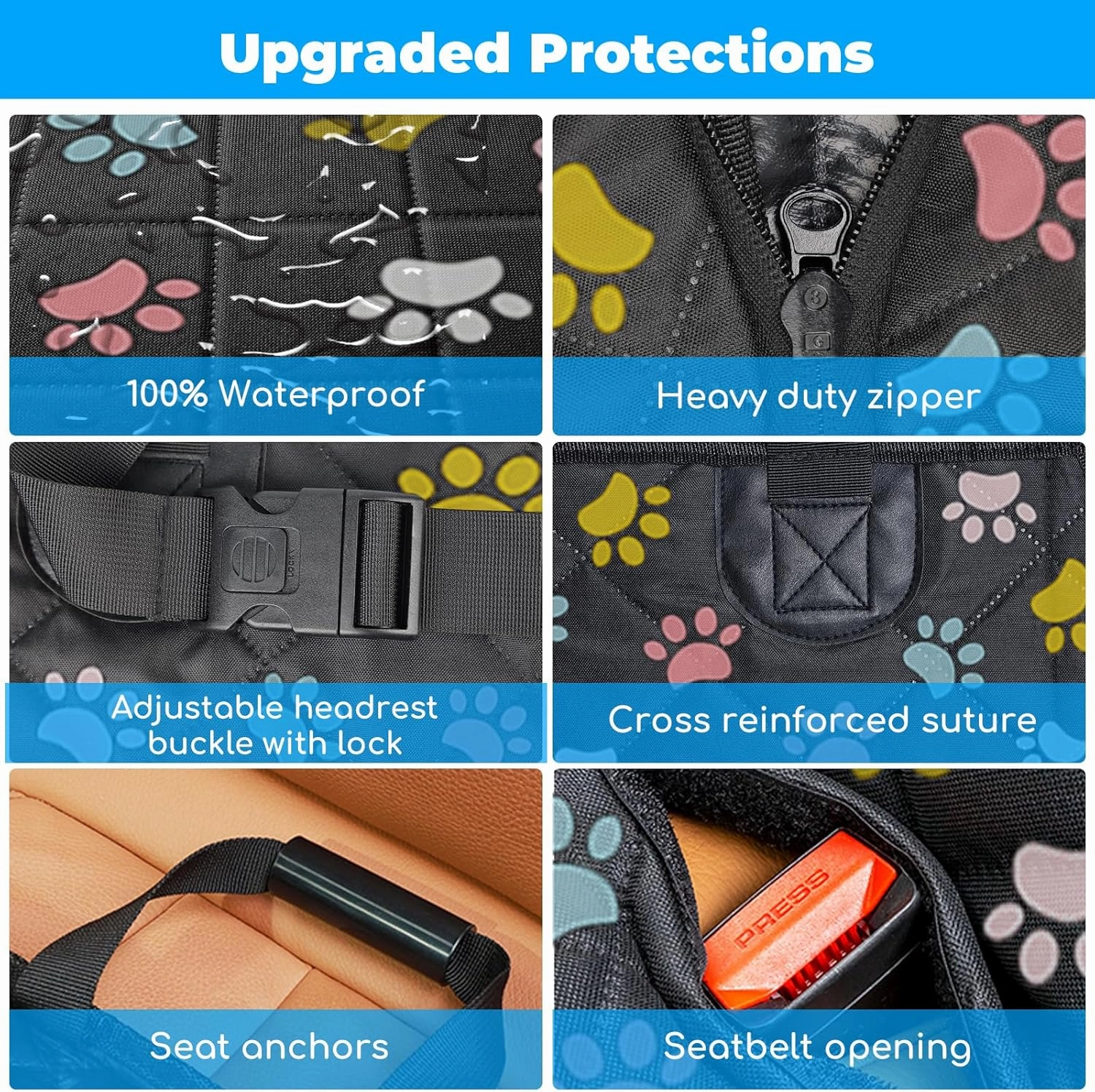 URPOWER Back Seat Extender for Dogs - Hard Bottom Dog Car Seat Cover Holds 400 lbs, Waterproof Dog Hammock for Cars, SUVs & Small Trucks, Pet Backseat Protector with Mesh Window & Large Space