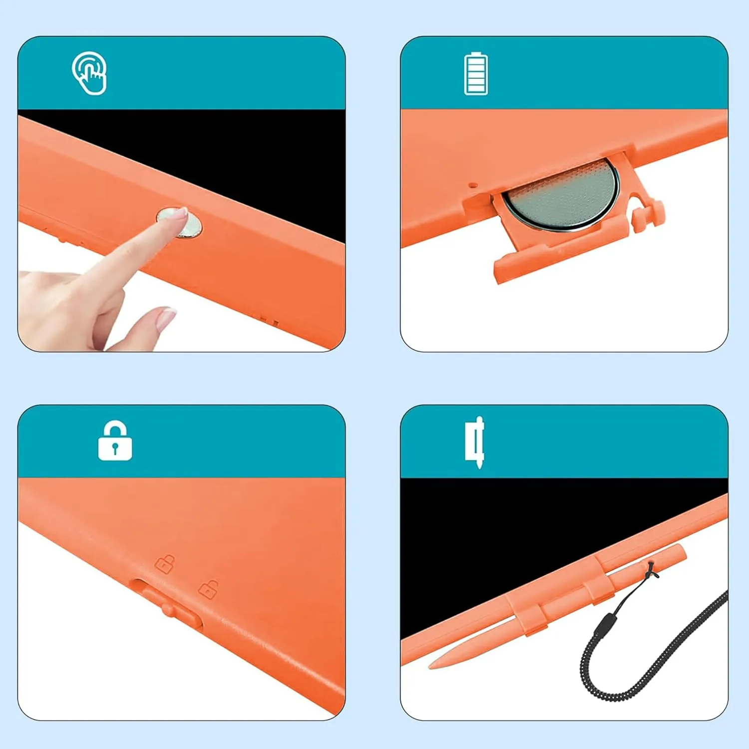 USLAI 10 Inch LCD Writing Tablet for 3-8 Year Olds - Electronic Drawing Pad and Doodle Board as Educational and Learning Toys Birthday Gifts for Girls Boys (Orange)