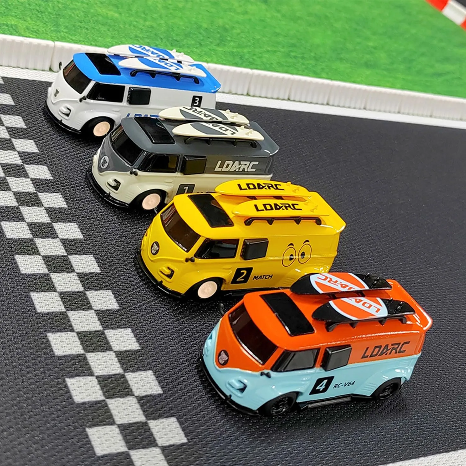 V64 LDARC 1/64 Scale Mini RC Sports Car 2.4Ghz Ideal for Racing Enthusiasts, Racing Remote Contrl Car Model with RGB Lights Comes with DIY Interchangeable Body Case（Blue）