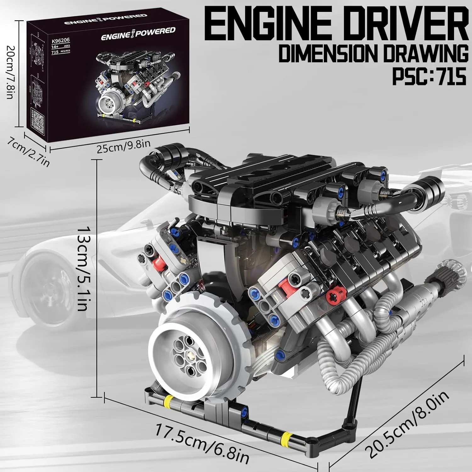 V8 Engine Building Block Toy with Sound Wave Simulation & Visible Piston Movement Mechanical STEM Toy for Car Enthusiasts Adults & Kids