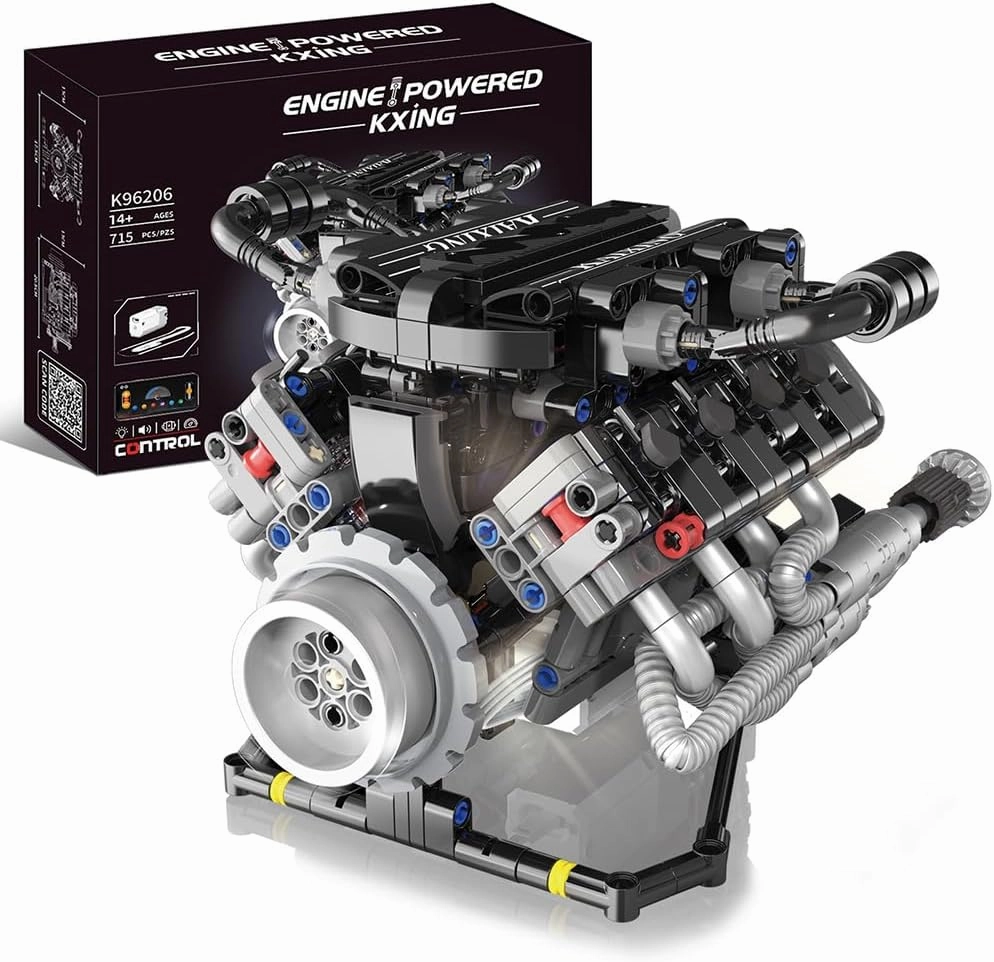 V8 Engine Building Blocks Set,V8 Engine Model kit That Run,Exclusive Advanced Collector's Engine,8-Cylinder Car Engine Building Engineering Toys for Adults Collections(715 Pcs)