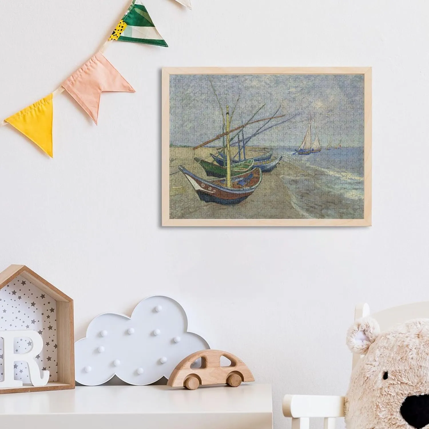 Vangogh Fishing Boats Beach Jigsaw Puzzles for Adults 1000 Pieces Funny Game Tech Gifts Fun Puzzle Artwork Painting, 29.5x19.7 Inch