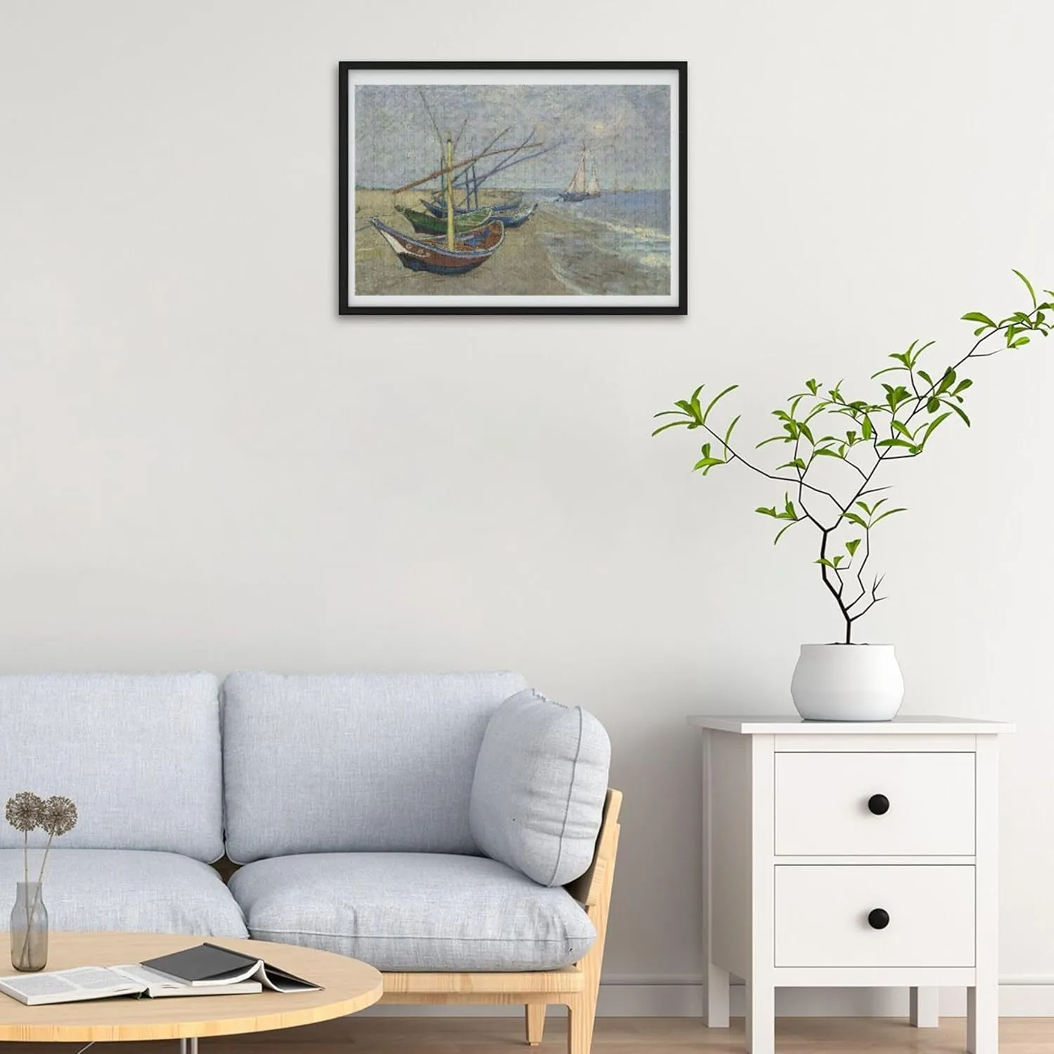 Vangogh Fishing Boats Beach Jigsaw Puzzles for Adults 1000 Pieces Funny Game Tech Gifts Fun Puzzle Artwork Painting, 29.5x19.7 Inch