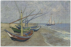 Vangogh Fishing Boats Beach Jigsaw Puzzle 500 Pieces for Adults Game Tech Gifts Fun Adult Toy Scenery Art Painting, 20.5x14.9 Inch