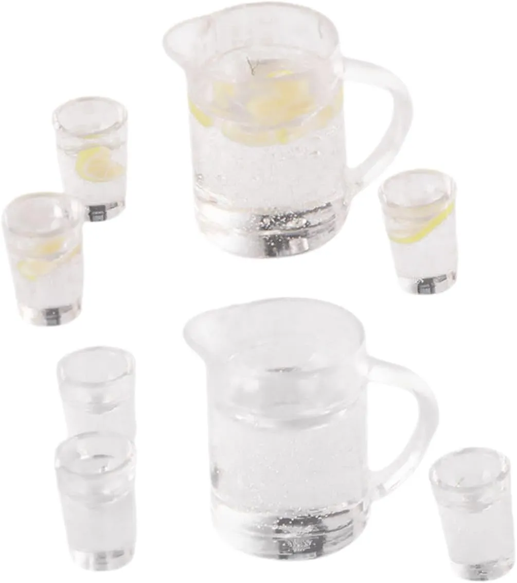 VANZACK 10 Sets Mini House Water Lemonade Set Doll House Accessories Plastic Material Realistic Decorations