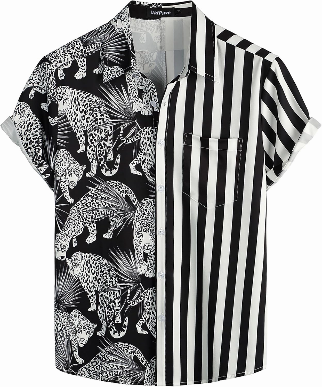 VATPAVE Mens Flamingo Hawaiian Sets Casual Short Sleeve Button Down Shirts Beach Outfits