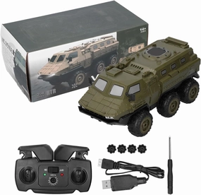 VBESTLIFE RC Armored Truck, 2.4GHz High Speed Remote Control Armored Car 6WD 1/16 Scale RC Truck Toy