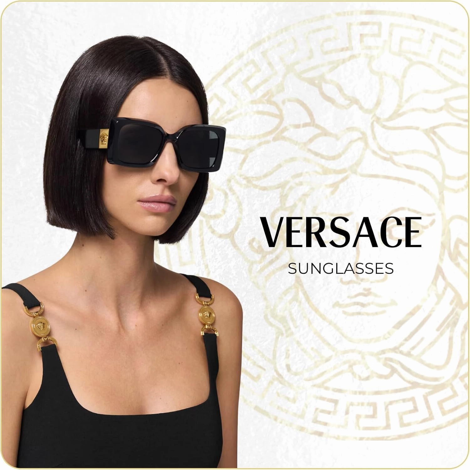 Versace VE4307 Square Sunglasses For Men   BUNDLE with Designer iWear Eyewear Care Kit
