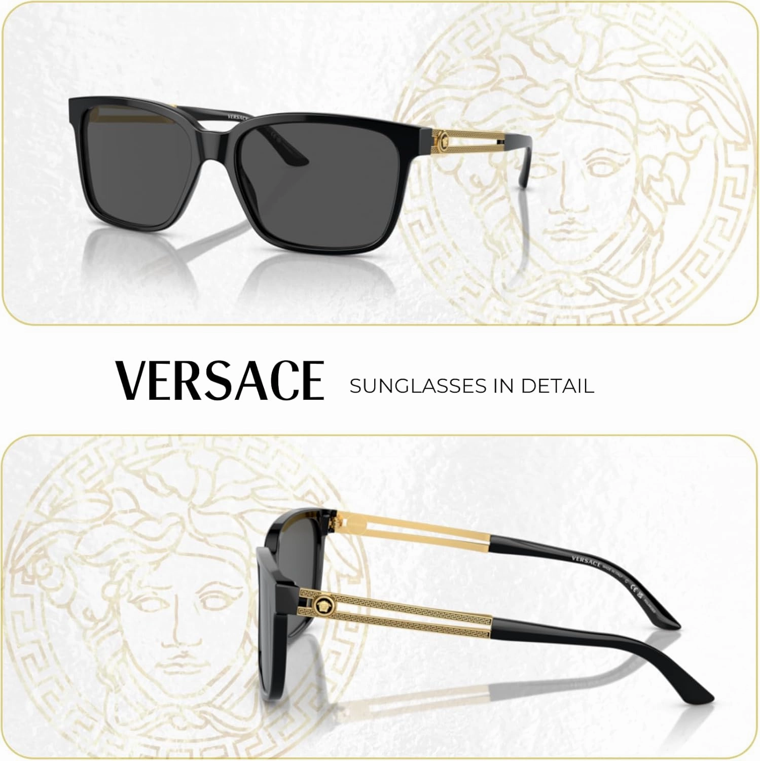 Versace VE4307 Square Sunglasses For Men   BUNDLE with Designer iWear Eyewear Care Kit