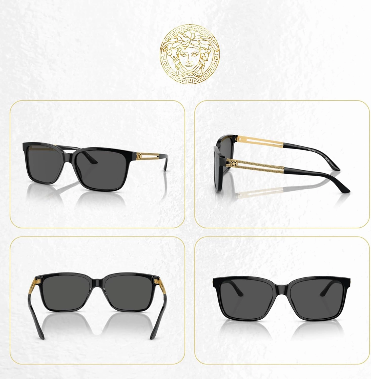 Versace VE4307 Square Sunglasses For Men   BUNDLE with Designer iWear Eyewear Care Kit