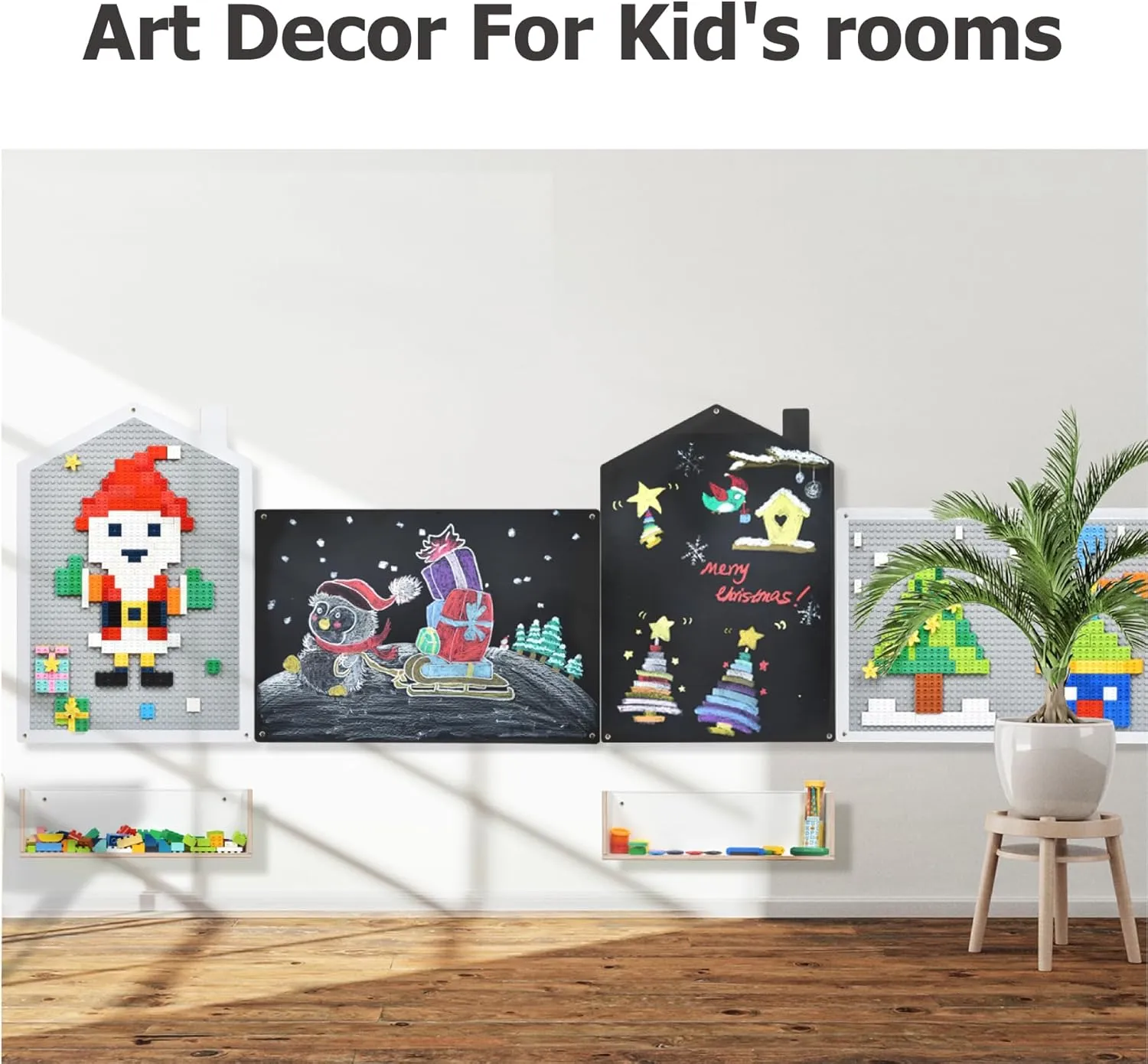 Vertical Building Brick Base Plate & Chalkboard Surface, 2-Sided Activity Panel and Blackboard for Kids&Toddlers Playroom, Compatible with All Major Block Brands