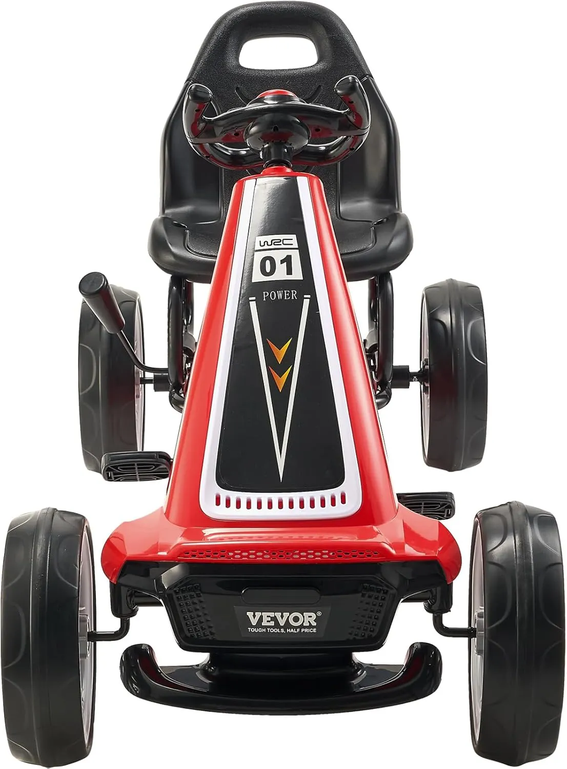 VEVOR Kids Pedal Go Kart, 4 Wheel Off-Road Pedal Go Cart Ride On Toy for Kids, Steering Wheel, Adjustable Seat, Hand Brake, EVA Wheels, Outdoor Racer Ride On Pedal Car for Boys & Girls Ages 5-12, Red