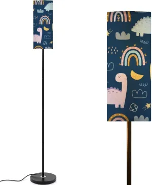 Vibrant cartoon dinosaur seamless patterns Creative adorable artwork Modern Floor Lamp Minimalist Standing Lamps for Living Room LED Corner Lamp Remote Control Metal Pole Lamp for Bedroom, Reading