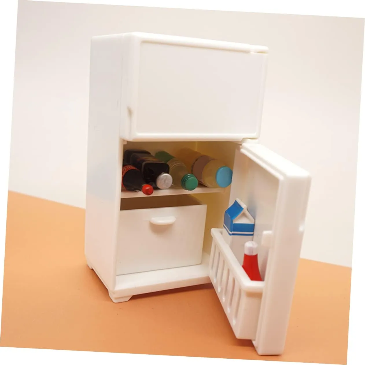 VICASKY 2sets Dollhouse Miniature Refrigerator Cute Fridge for Dollhouse Accessories Safe Design for Creative Play Decoration 2pcs*2