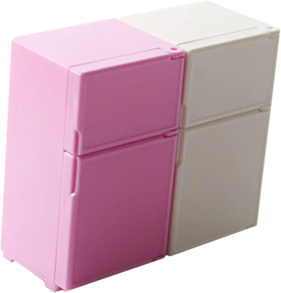 VICASKY 2sets Dollhouse Miniature Refrigerator Cute Fridge for Dollhouse Accessories Safe Design for Creative Play Decoration 2pcs*2
