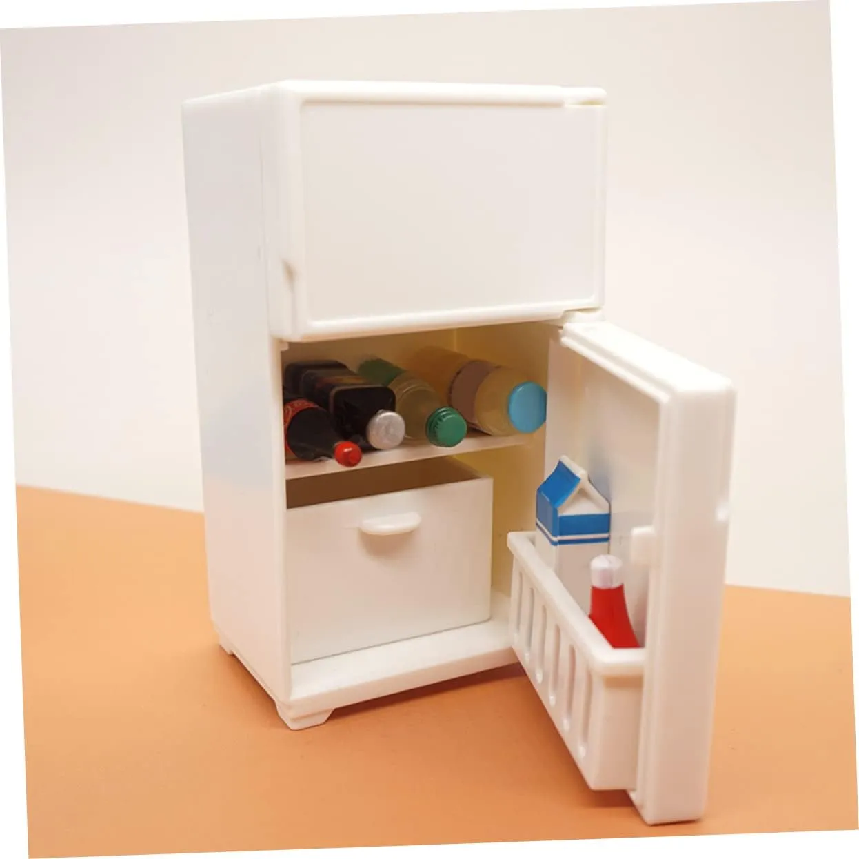 VICASKY 2sets Miniature Refrigerator for Dollhouse Cute Decorative Fridge Furniture for DIY House Scenes Enhance Creativity and Hands Skills 2pcs*2