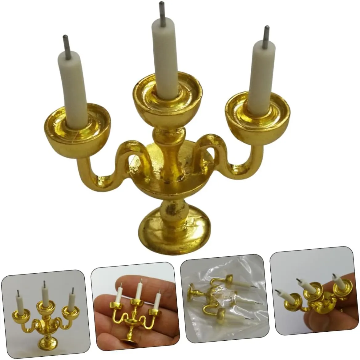 VICASKY 5pcs Candlestick Decor Taper Candle Holders for Dollhouse Lightweight Realistic Miniature Accessories for Creative Home Scenes