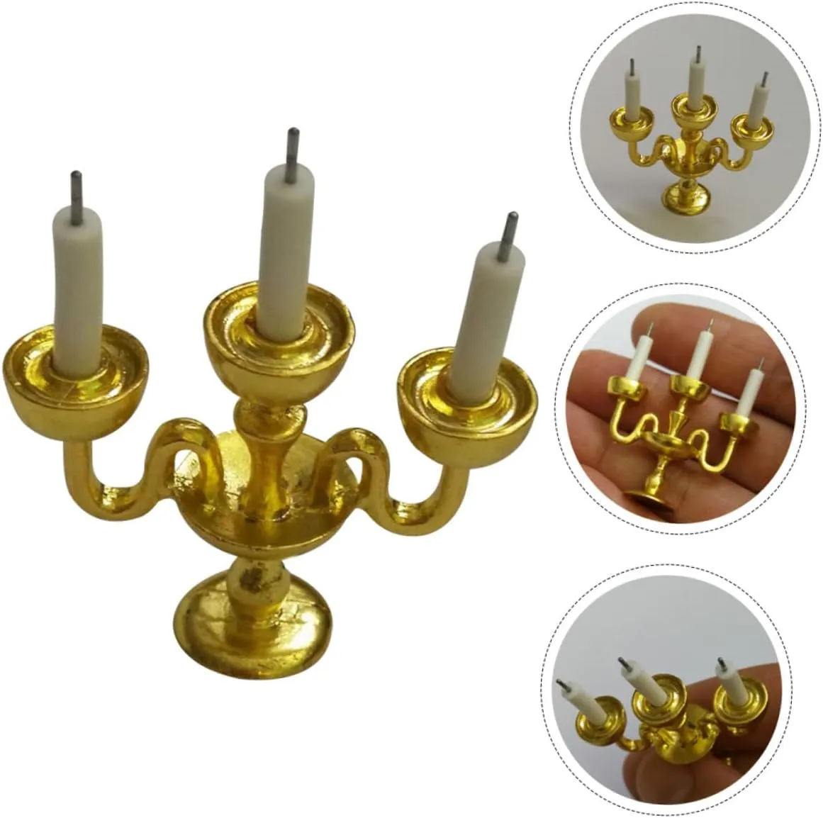VICASKY 5pcs Candlestick Decor Taper Candle Holders for Dollhouse Lightweight Realistic Miniature Accessories for Creative Home Scenes