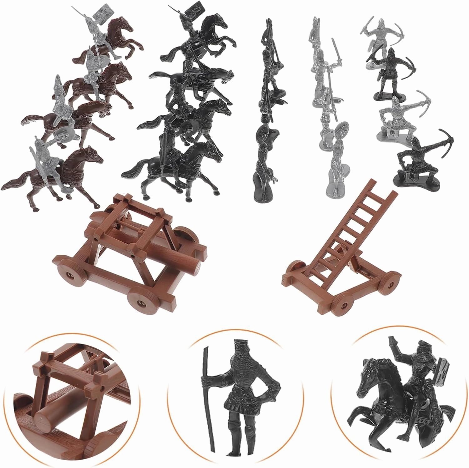 VICASKY 1set Miniature People Figures Tiny Soldier Models Horse Realistic Figurines for Dollhouses Mini Gardens and School Projects Material Paint