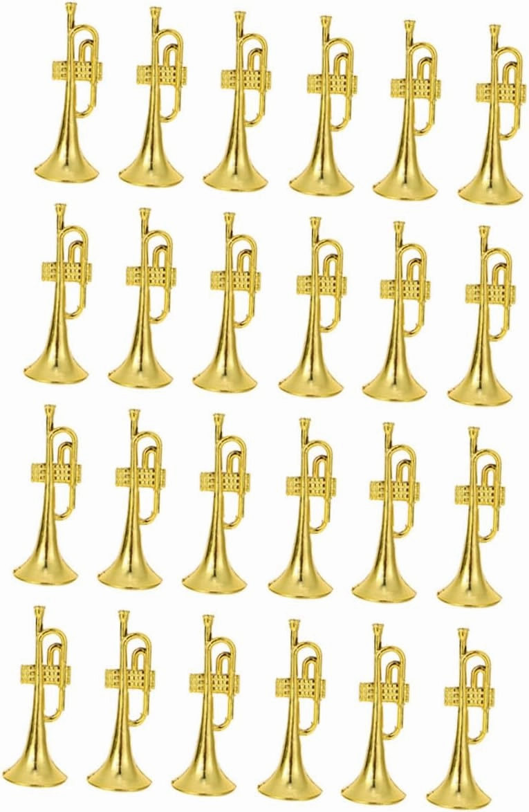 VICASKY 24pcs Mini Trumpet Models Miniature Trumpet Decor for Home Layout and Toy House Decoration Realistic Finish Musical Ornament