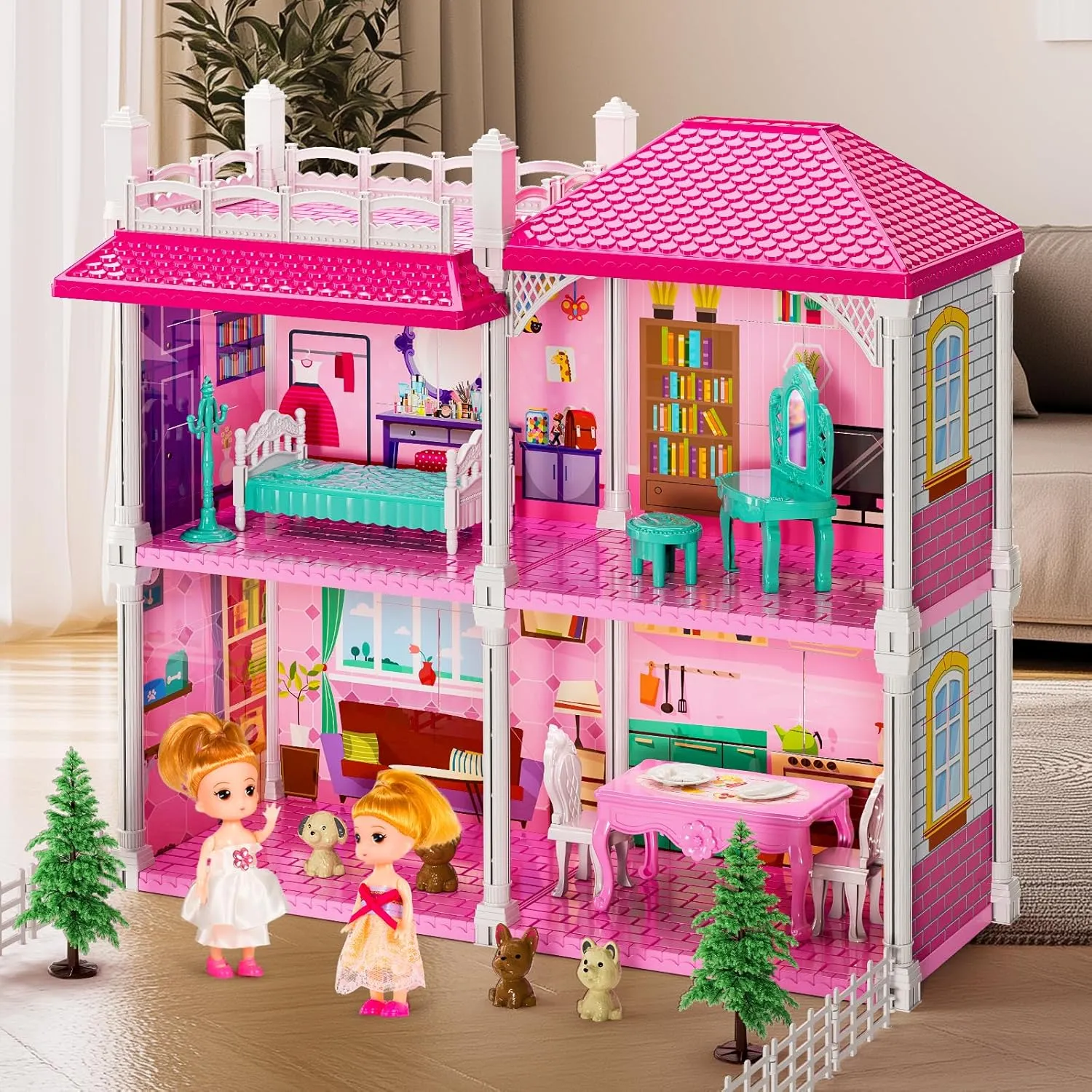 Villa Girls Toys for Kids Ages 2 3 4 5 6 7 - Girls Dolls, DlY Toddlers 4-8 Year Old Birthday Gifts, Indoor Toys, Pretend Plays Set with Accessories and Furniture, Outdoor Play for Kids